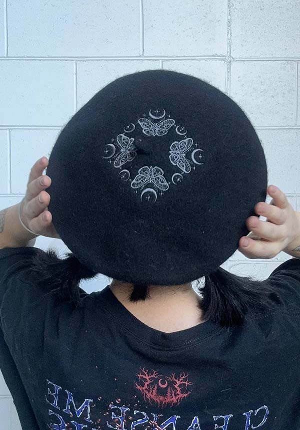 Moth & Moon Black Embroidered | BERET