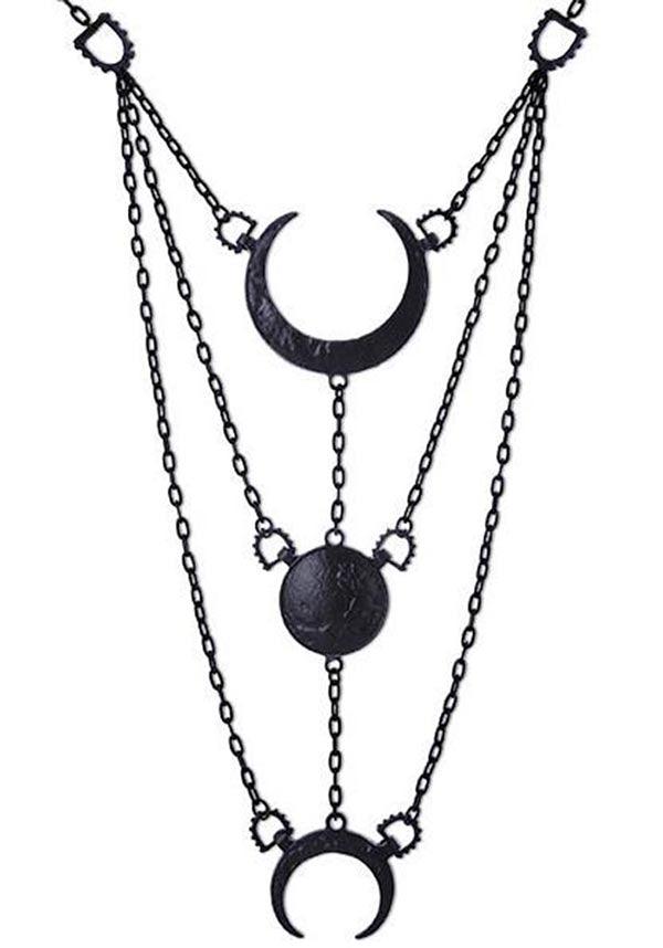Moon Phases [Black] | NECKLACE - Beserk - accessories, all, black, clickfrenzy15-2023, discountapp, fp, gothic, gothic accessories, halloween, jewellery, jewelry, ladies accessories, luna, moon, necklace, restyle, witch