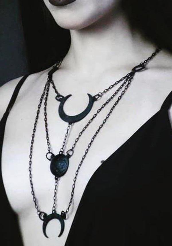 Moon Phases [Black] | NECKLACE - Beserk - accessories, all, black, clickfrenzy15-2023, discountapp, fp, gothic, gothic accessories, halloween, jewellery, jewelry, ladies accessories, luna, moon, necklace, restyle, witch