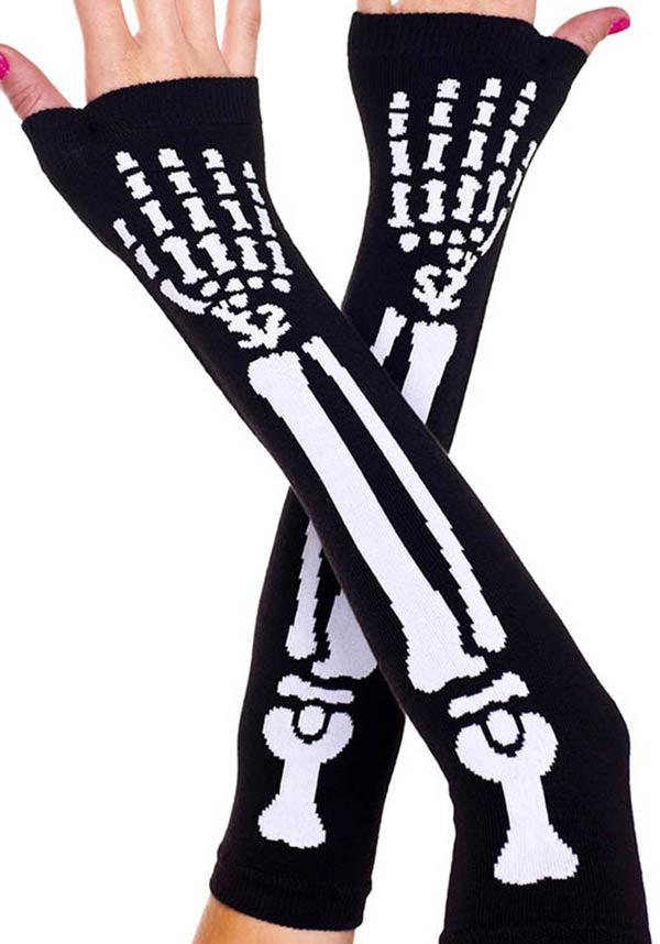 Skeleton | ARM WARMERS^ - Beserk - accessories, all, black, black and white, bravenkrazy, clickfrenzy15-2023, cosplay, cpgstinc, discountapp, edgy, egirl, egirleboy, emo, fp, gloves and armwarmers, goth, gothic, gothic accessories, halloween, halloween accessories, halloween clothing, hand warmers, handwarmers, happy halloween, ladies accessories, R300920, sep20, skeleton, spooky, winter, winter clothing, winter wear