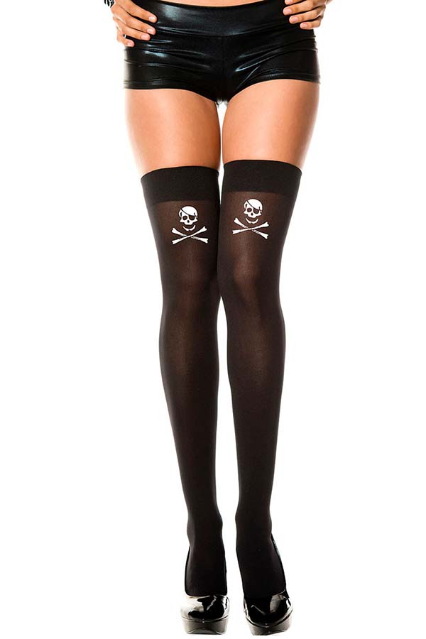 Skull And Crossbones Opaque | THIGH HIGH