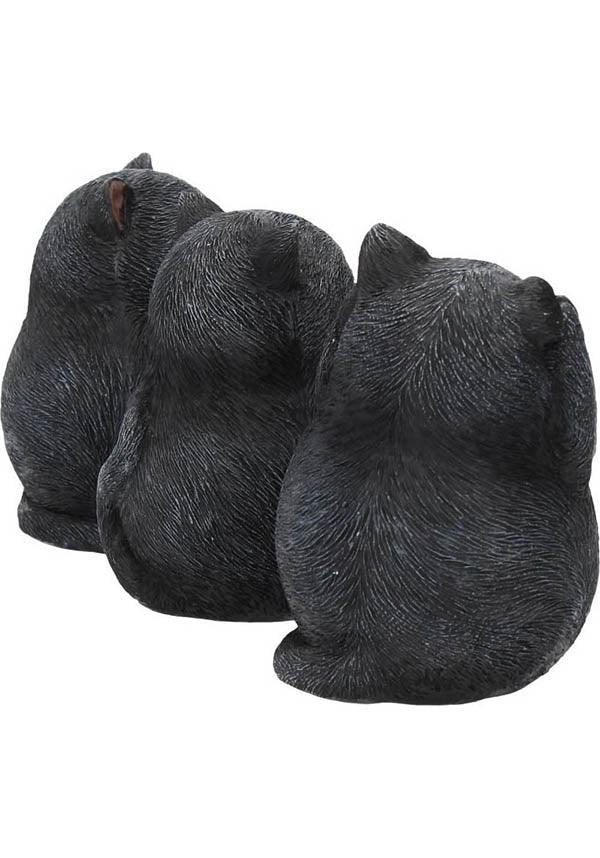 Three Wise Fat Cats | FIGURINE SET* - Beserk - all, black, black cat, cat, cats, clickfrenzy15-2023, cute animals, dec20, decor, decoration, decorations, discountapp, eofy2023, eofy2023mon26-25, figure, figurine, figurines, goth, gothic, gothic homewares, halloween homewares, home, homeware, homewares, nemesis now, sale, statue