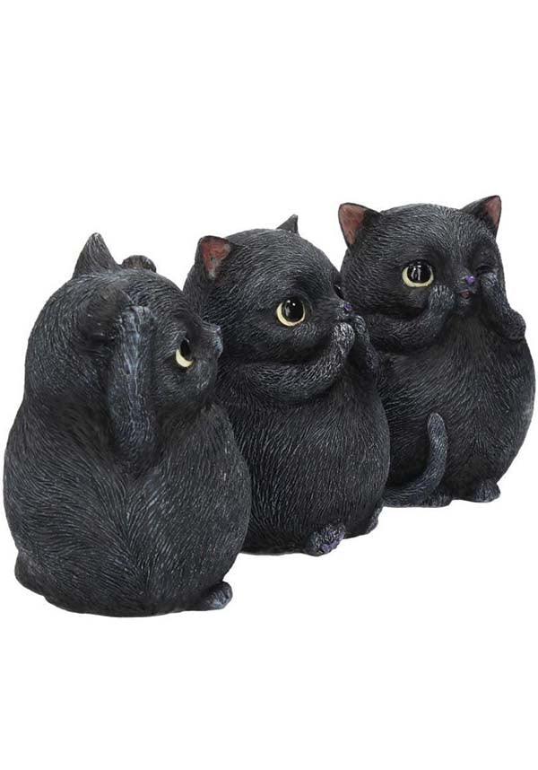 Three Wise Fat Cats | FIGURINE SET* - Beserk - all, black, black cat, cat, cats, clickfrenzy15-2023, cute animals, dec20, decor, decoration, decorations, discountapp, eofy2023, eofy2023mon26-25, figure, figurine, figurines, goth, gothic, gothic homewares, halloween homewares, home, homeware, homewares, nemesis now, sale, statue