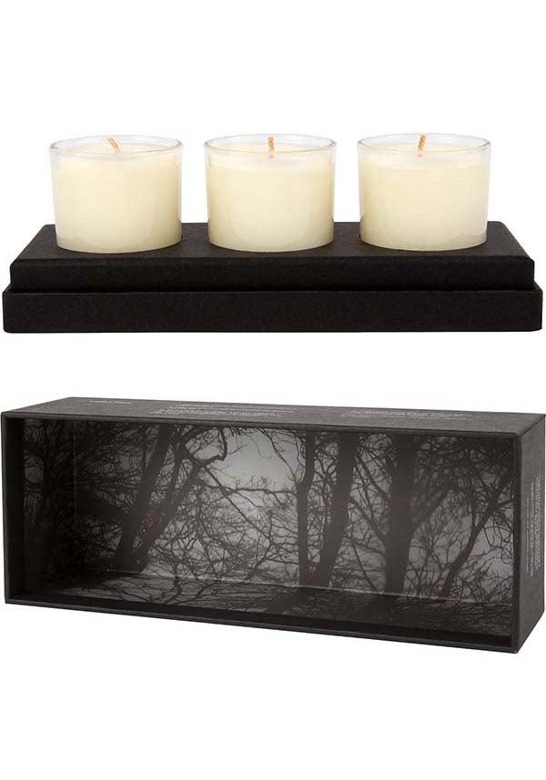 The Woods | TRIPTYCH CANDLE GIFT SET - Beserk - all, black, black and white, candle, candles, discountapp, fp, gift, gift idea, gift ideas, gifts, googleshopping, goth, goth homeware, goth homewares, gothic, gothic gifts, gothic homeware, gothic homewares, home, homeware, homewares, labelvegan, may23, mens gift, mens gifts, mens valentines gifts, NOZMQS5FHPJJ00000006, R090523, scent, scented, scented candle, spooky, spooky tree, valentines gifts, vegan, wood