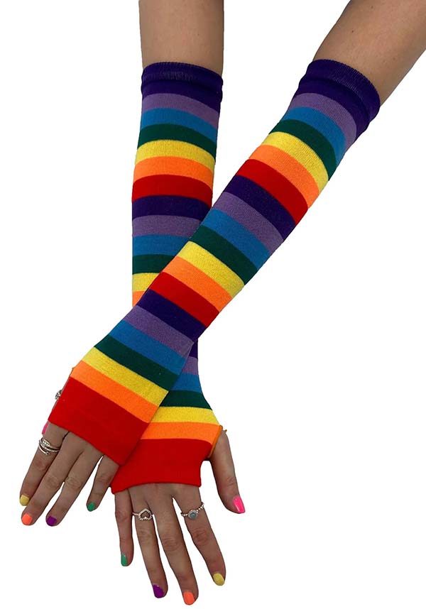 Rainbow Stripe | FINGERLESS GLOVES*