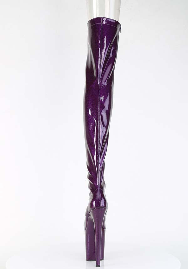 Pleaser Flamingo 3021GP Purple Glitter Platform Boots Buy Online Australia