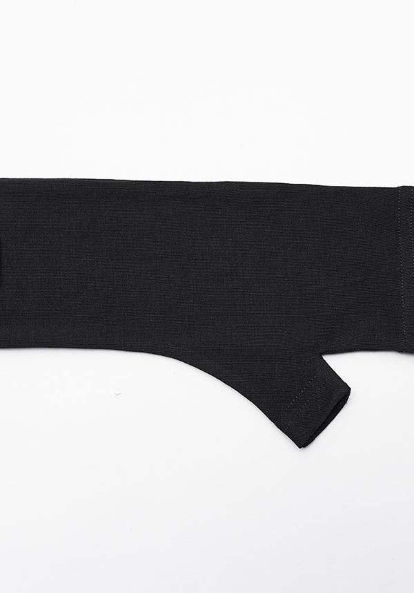 Close up of detachable gloves end on a white background