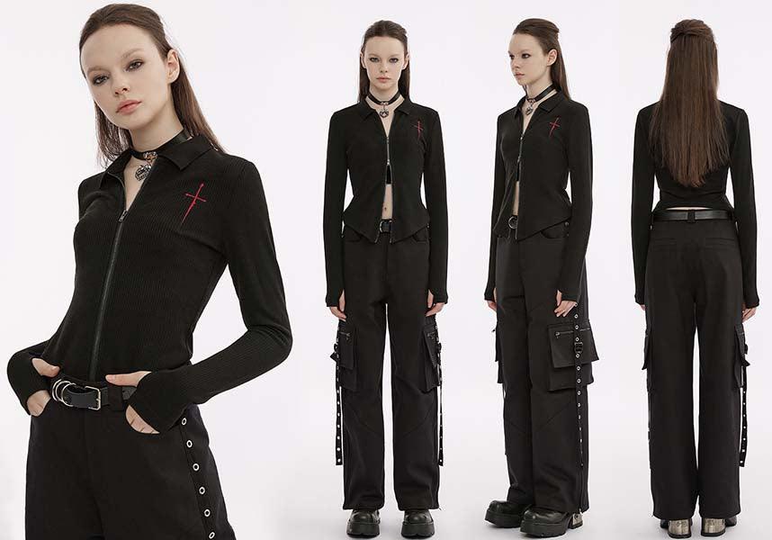 Dagger Embroidered Knit | LONG SLEEVE TOP