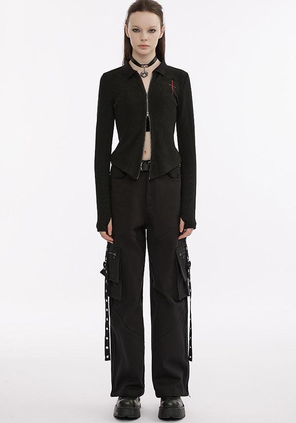 Dagger Embroidered Knit | LONG SLEEVE TOP