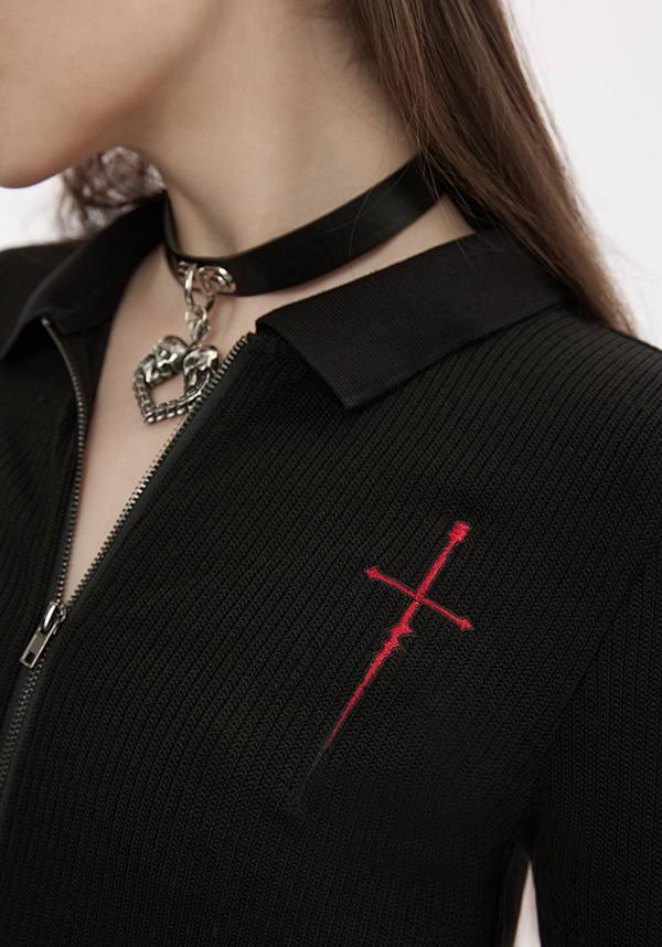 Dagger Embroidered Knit | LONG SLEEVE TOP