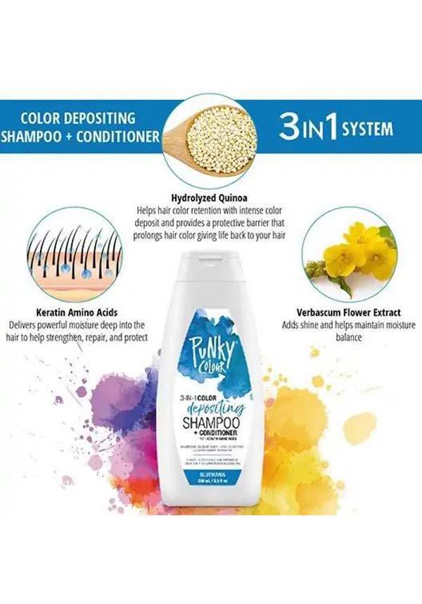 Bluemania | 3-IN-1 COLOUR SHAMPOO & CONDITIONER - Beserk - all, blue, clickfrenzy15-2023, colour:blue, conditioner, cosmetics, cpgstinc, dec20, discountapp, fp, hair, hair blue, hair care, hair colour, hair colours, hair dye, hair dyes, hair products, labelvegan, punky colour, shampoo, vegan