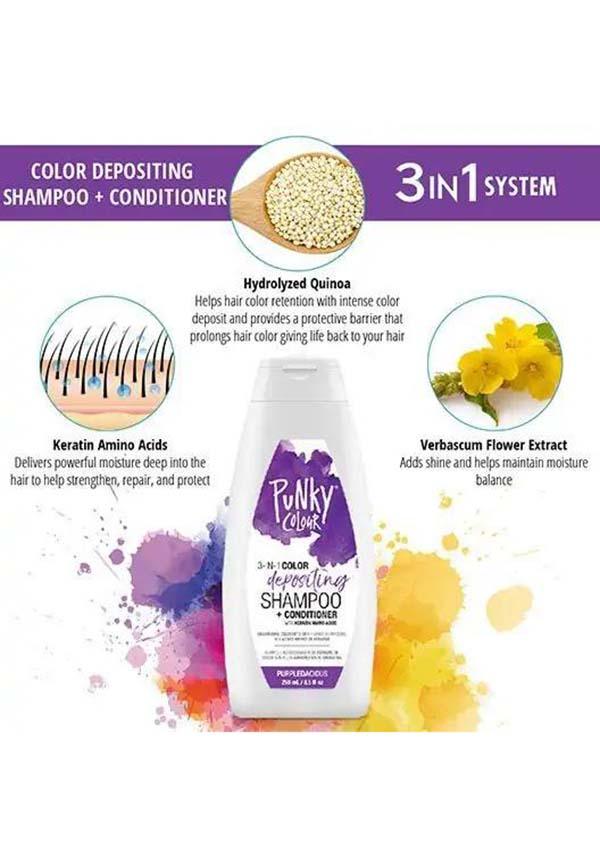 Purpledacious | 3-IN-1 COLOUR SHAMPOO & CONDITIONER - Beserk - all, bright purple, clickfrenzy15-2023, colour:purple, conditioner, cosmetics, cpgstinc, dec20, discountapp, fp, hair, hair care, hair colour, hair colours, hair dye, hair dyes, hair products, hair purple, labelvegan, punky colour, purple, shampoo, vegan