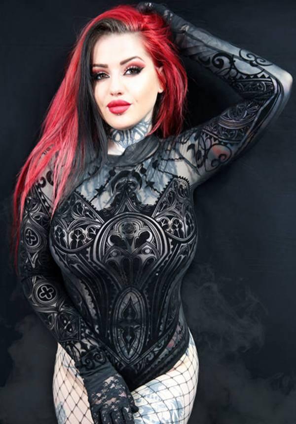 Cathedral Corset | MESH BODYSUIT - Beserk - all, all clothing, all ladies clothing, bodysuit, cathedral, clickfrenzy15-2023, clothing, crescent moon, cross, dec22, discountapp, fp, googleshopping, ladies clothing, ladies top, ladies tops, long sleeve top, mesh, moon, moon phase, plus size, R181222, restyle, RS213551, see through, sheer, sheer sleeves, top, tops, women, womens, womens top