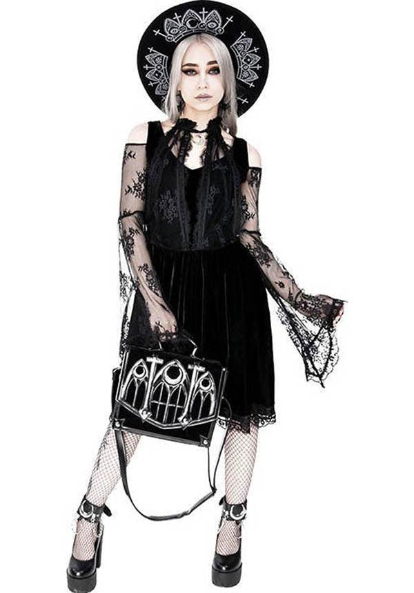 Cathedral Crescent | HANDBAG - Beserk - accessories, all, bag, black, clickfrenzy15-2023, crescent moon, discountapp, fp, gothic accessories, gothic bag, hand bag, handbag, handbags and purses, jan21, labelvegan, ladies accessories, large bag, messenger bag, moon, restyle, vegan, witch, witches, witchy