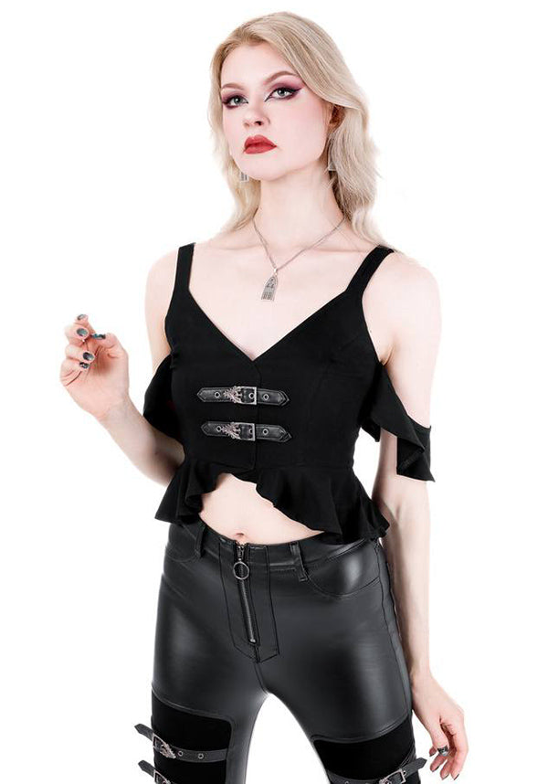 Cathedralis | BUCKLE PEPLUM TOP*