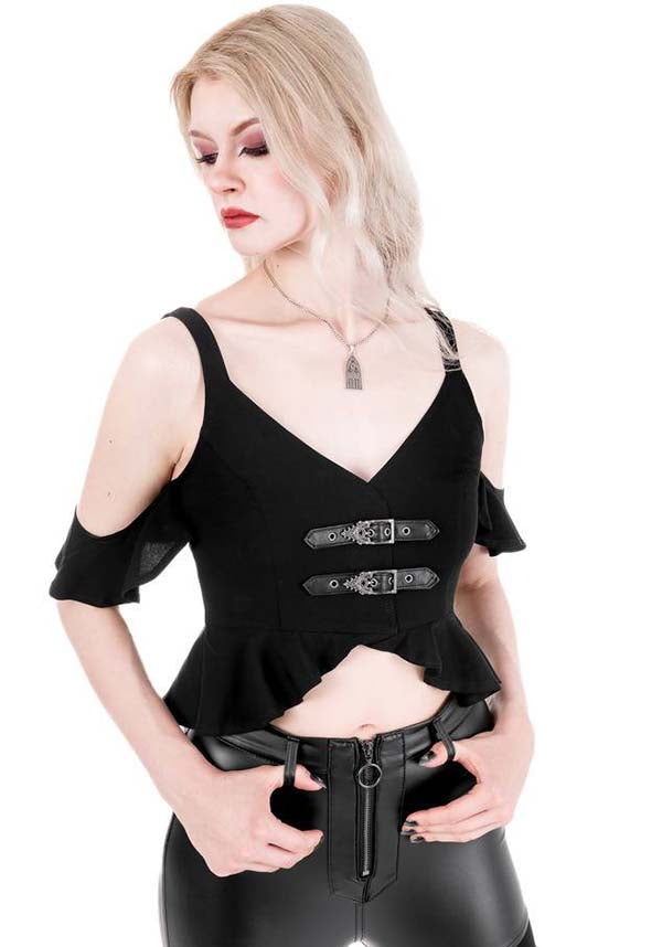 Cathedralis | BUCKLE PEPLUM TOP*