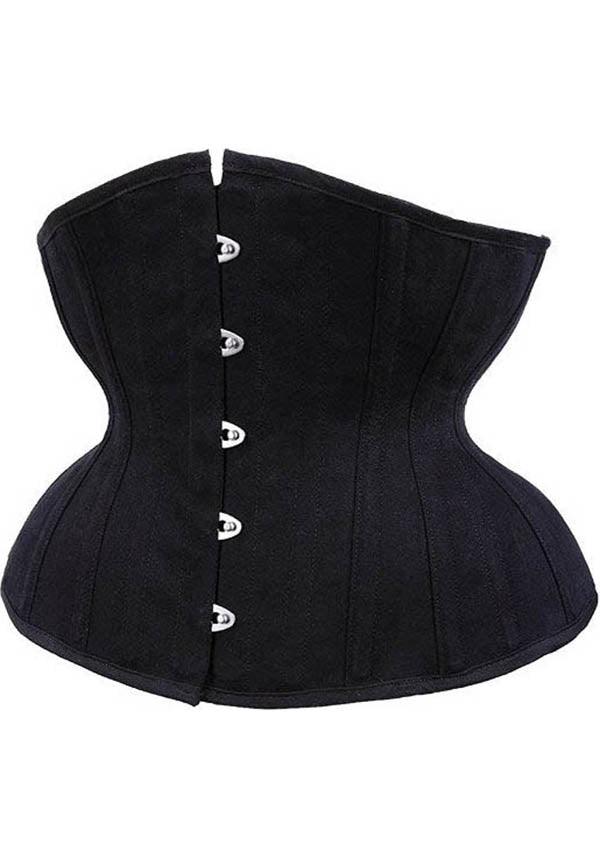 Matte Black | UNDERBUST CORSET - Beserk - accessories, all, all clothing, all ladies, all ladies clothing, belt, belts and buckles, black, burlesque, cinched waist, clickfrenzy15-2023, corset, costume, cu7, discountapp, edgy, fp, goth, gothic, gothic accessories, halloween, halloween clothing, halloween costume, happy halloween, ladies accessories, lingerie, medieval, oct20, R141020, renaissance, repriced030523, restyle, sinched waist, vintage, waist trainer, women
