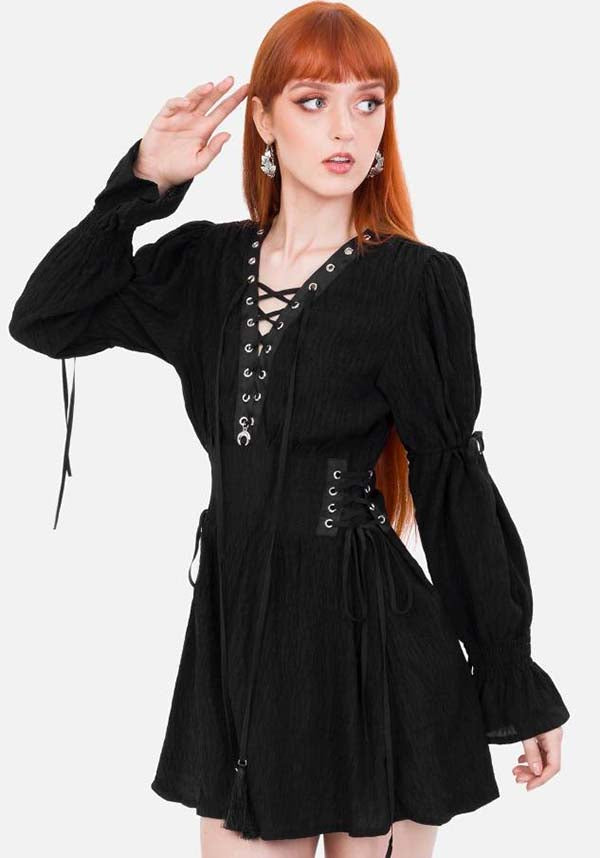 black mini dress australia Moonshadow Size:UK 4 available-online KissProm Mermaid Scoop Neck Corset Tie the sleeves into
