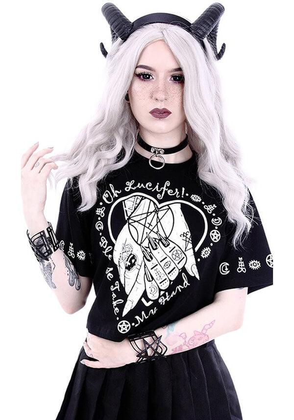 Oh Lucifer | CROP TOP - Beserk - all, all clothing, all ladies, all ladies clothing, black, clickfrenzy15-2023, clothing, crop, crop top, cropped, discountapp, edgy, fp, gothic, halloween, halloween clothing, jan18, ladies, ladies clothing, ladies shirt, ladies tshirt, lucifer, restyle, shirt, shirts, t-shirt, tee, tees and shirt, tees and shirts, tshirt, tshirts, tshirts and tops, womens shirt, womens shirts