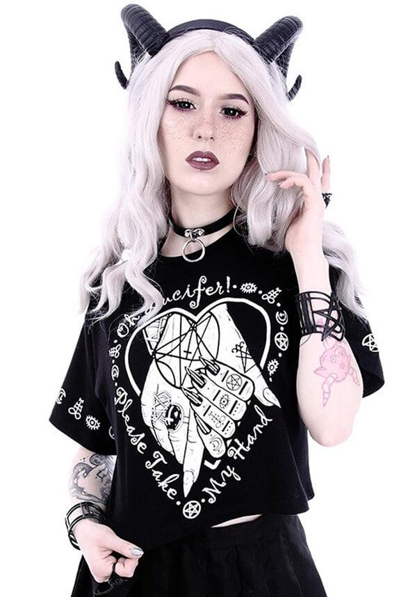 Oh Lucifer | CROP TOP - Beserk - all, all clothing, all ladies, all ladies clothing, black, clickfrenzy15-2023, clothing, crop, crop top, cropped, discountapp, edgy, fp, gothic, halloween, halloween clothing, jan18, ladies, ladies clothing, ladies shirt, ladies tshirt, lucifer, restyle, shirt, shirts, t-shirt, tee, tees and shirt, tees and shirts, tshirt, tshirts, tshirts and tops, womens shirt, womens shirts