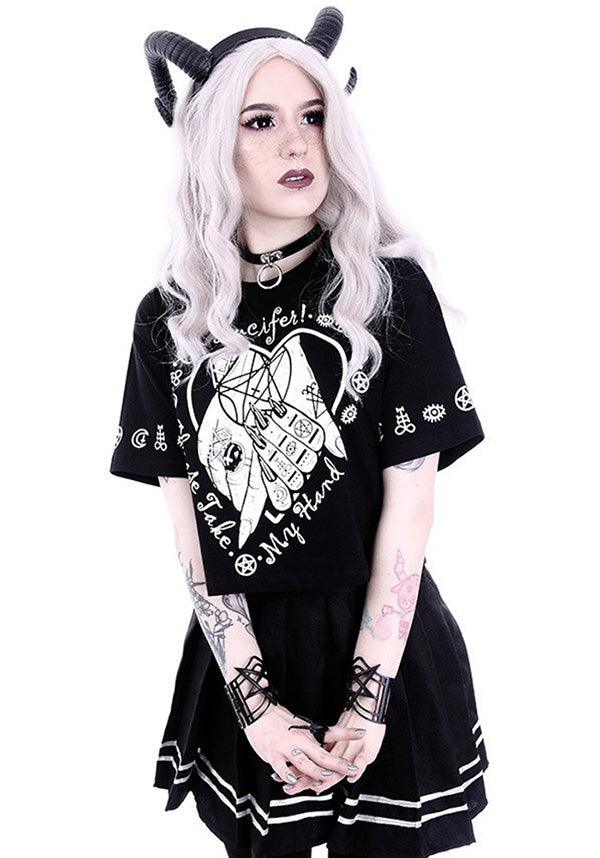 Oh Lucifer | CROP TOP - Beserk - all, all clothing, all ladies, all ladies clothing, black, clickfrenzy15-2023, clothing, crop, crop top, cropped, discountapp, edgy, fp, gothic, halloween, halloween clothing, jan18, ladies, ladies clothing, ladies shirt, ladies tshirt, lucifer, restyle, shirt, shirts, t-shirt, tee, tees and shirt, tees and shirts, tshirt, tshirts, tshirts and tops, womens shirt, womens shirts