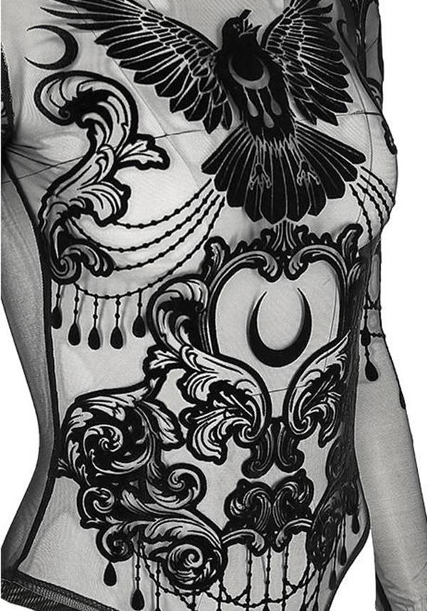 Raven | MESH BODYSUIT - Beserk - all, all clothing, all ladies clothing, bird, bodysuit, clickfrenzy15-2023, clothing, discountapp, fp, girls top, ladies clothing, long sleeve top, may22, plus size, R190522, restyle, RS203134, see through, sheer, tees and tops, top, tops, tshirts and tops, winter, winter clothing, womens top