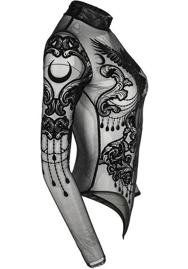 Raven | MESH BODYSUIT - Beserk - all, all clothing, all ladies clothing, bird, bodysuit, clickfrenzy15-2023, clothing, discountapp, fp, girls top, ladies clothing, long sleeve top, may22, plus size, R190522, restyle, RS203134, see through, sheer, tees and tops, top, tops, tshirts and tops, winter, winter clothing, womens top