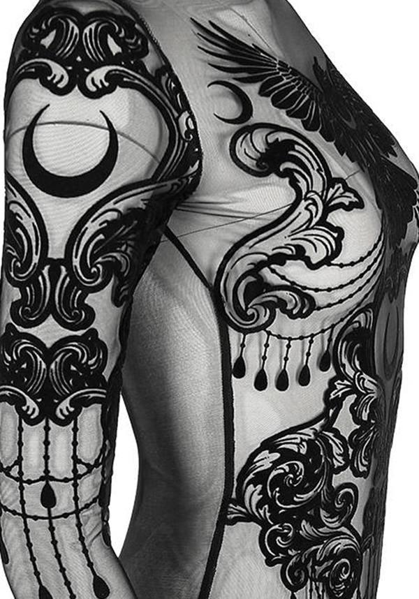 Raven | MESH BODYSUIT - Beserk - all, all clothing, all ladies clothing, bird, bodysuit, clickfrenzy15-2023, clothing, discountapp, fp, girls top, ladies clothing, long sleeve top, may22, plus size, R190522, restyle, RS203134, see through, sheer, tees and tops, top, tops, tshirts and tops, winter, winter clothing, womens top