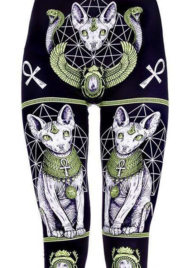 Sphynx | LEGGINGS - Beserk - all, all clothing, all ladies, all ladies clothing, ankh, black, cat, cats, clickfrenzy15-2023, clothing, discountapp, edgy, egyptian, fp, gothic, ladies, ladies clothing, ladies pants, ladies pants and shorts, leggings, pricematchedsg, repriced030523, restyle, sphynx, tights, winter, winter clothing