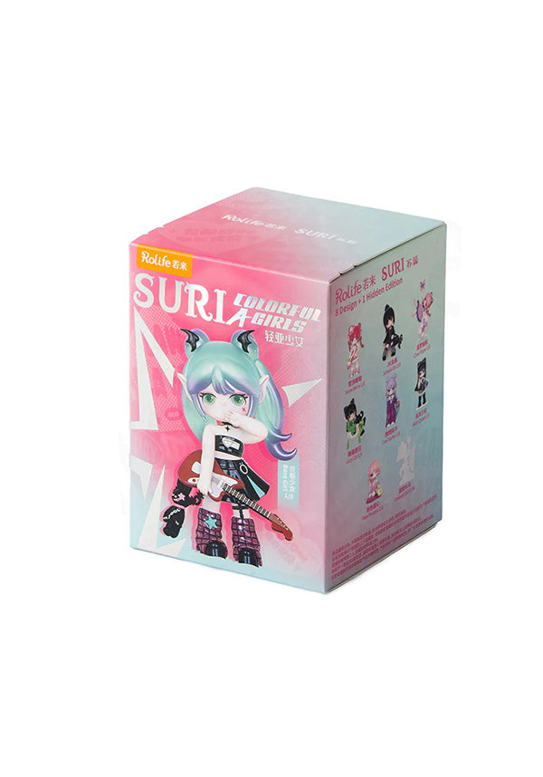 Box packaging of a character named Suria with colorful design elements on a white background
