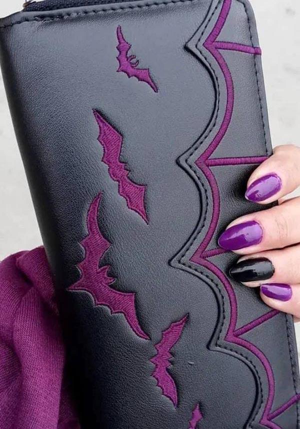 Salem Bat [Purple/Black] | WALLET - Beserk - accessories, all, banned apparel, bat, bats, black, chain, clickfrenzy15-2023, discountapp, fp, gothic, gothic accessories, handbags and purses, pricematchedsg, purple, purse, repriced230523, skull, spiderweb, wallet, wallets, wallets and purses, web