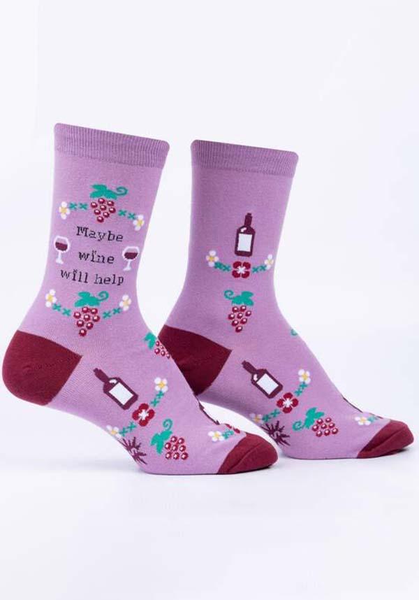 Maybe Wine Will Help | CREW SOCKS - Beserk - accessories, all, all ladies, cpgstinc, crew socks, discountapp, fp, gift socks, gifts socks, go4sports, googleshopping, gothic accessories, grape, halloween accessories, hosiery and socks, labelnew, ladies, ladies accessories, ladies socks, may23, men, mens, mens accessories, mens gift, mens gifts, mens socks, mens underwear and socks, mid high socks, purple, R280523, SO00076238, sock, sock it to me, socks, women, womens
