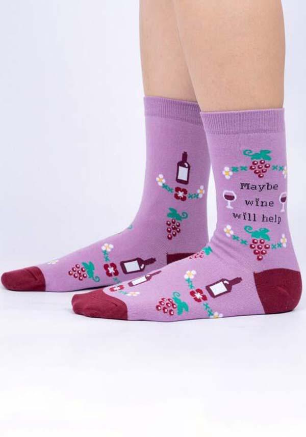 Maybe Wine Will Help | CREW SOCKS - Beserk - accessories, all, all ladies, cpgstinc, crew socks, discountapp, fp, gift socks, gifts socks, go4sports, googleshopping, gothic accessories, grape, halloween accessories, hosiery and socks, labelnew, ladies, ladies accessories, ladies socks, may23, men, mens, mens accessories, mens gift, mens gifts, mens socks, mens underwear and socks, mid high socks, purple, R280523, SO00076238, sock, sock it to me, socks, women, womens