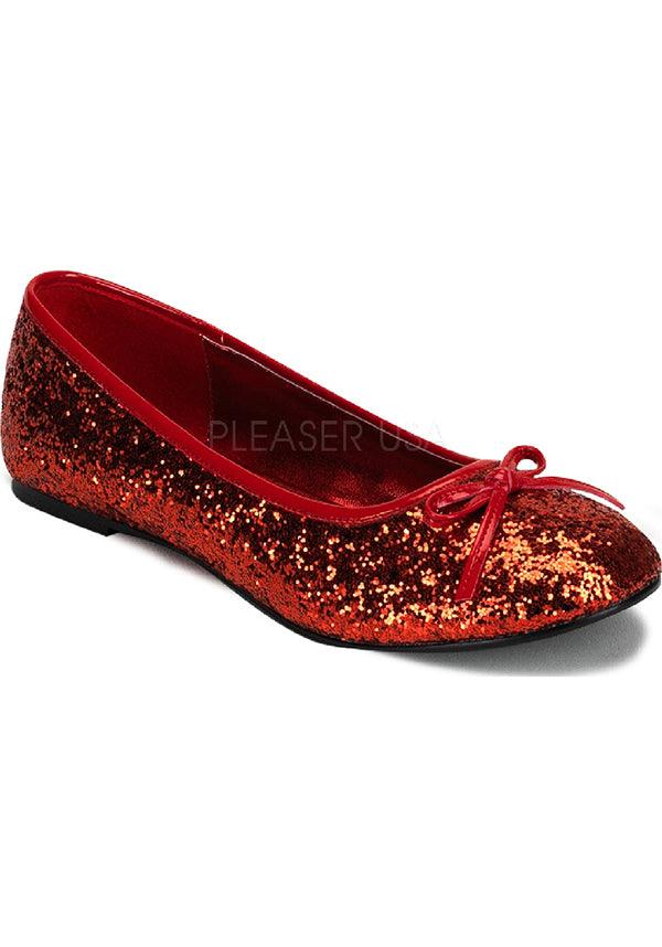 STAR-16G [Red Glitter] | FLATS [PREORDER] - Beserk - all, ballet flat, christmas, clickfrenzy15-2023, discountapp, flats, flats [preorder], fp, funtasma, glitter, labelpreorder, ppo, preorder, red, sequin, shoe, shoes, sparkle, sparkly