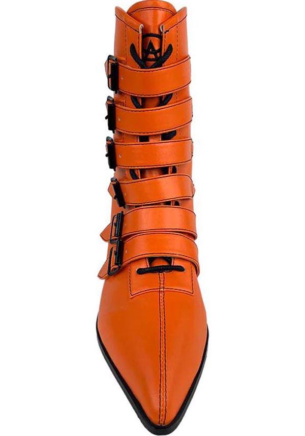 Orange bootie heels sales