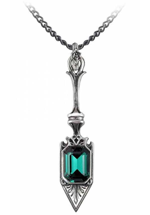 Sucre Vert Absinthe Spoon | PENDANT - Beserk - accessories, AG79318, alchemy gothic, all, clickfrenzy15-2023, discountapp, fp, gothic, gothic accessories, gothic gifts, green, jewellery, ladies accessories, medieval, necklace, pendant, renaissance, silver