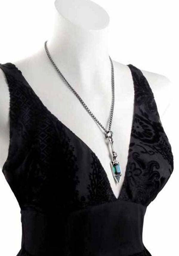 Sucre Vert Absinthe Spoon | PENDANT - Beserk - accessories, AG79318, alchemy gothic, all, clickfrenzy15-2023, discountapp, fp, gothic, gothic accessories, gothic gifts, green, jewellery, ladies accessories, medieval, necklace, pendant, renaissance, silver