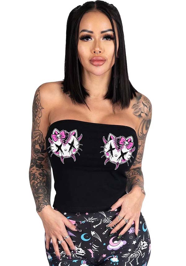 Hello Creepy Kitty | CORSET TUBE TOP*