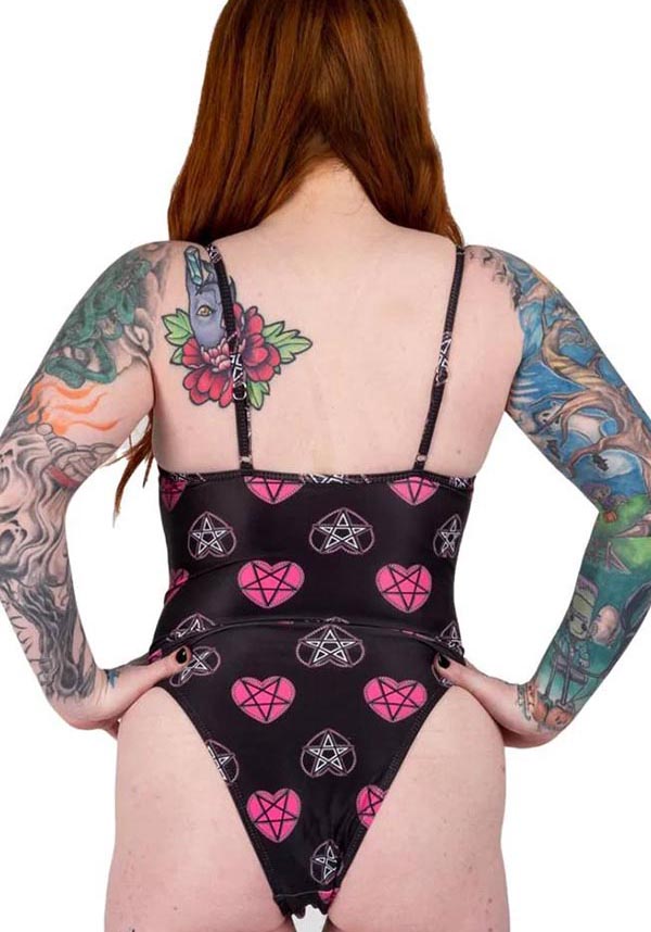Pastel Goth Pentagram Hearts | SWIMSUIT*