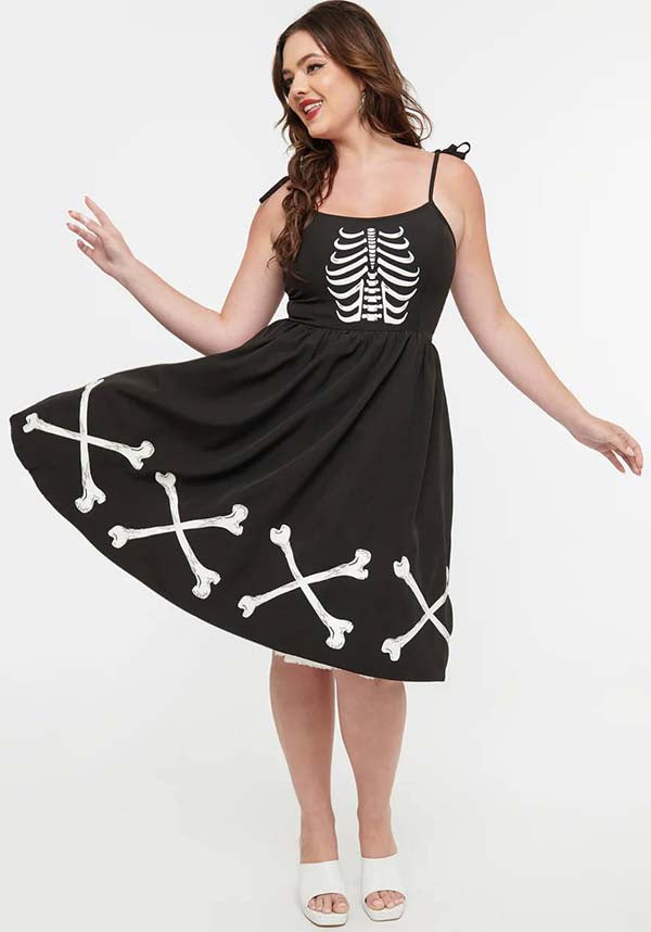 Dark Skeleton Bobbie Swing Dress | SWING DRESS**