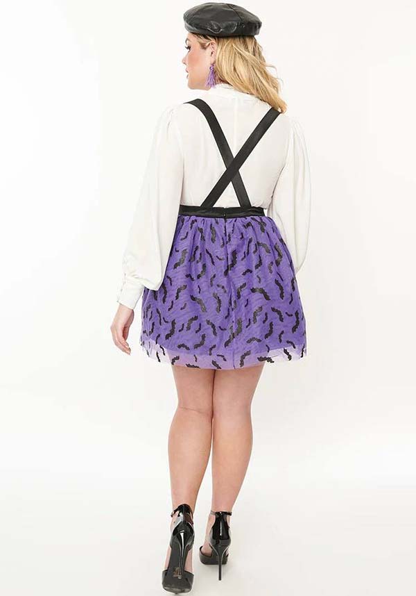 Glitter Bat Print Tulle Suspender | MINI SKIRT**