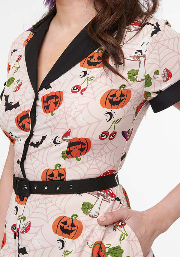 Halloween Print Belted | SWING SHIRT DRESS**