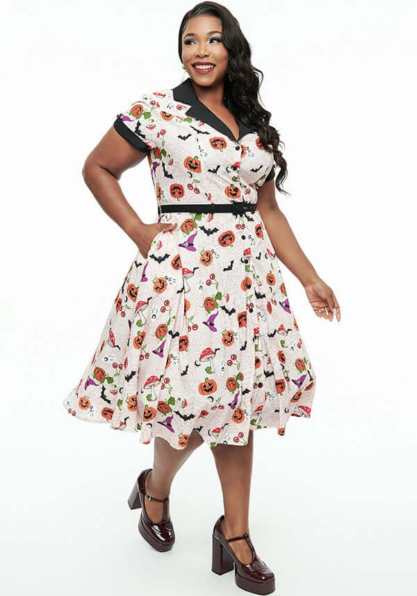 Halloween Print Belted | SWING SHIRT DRESS**