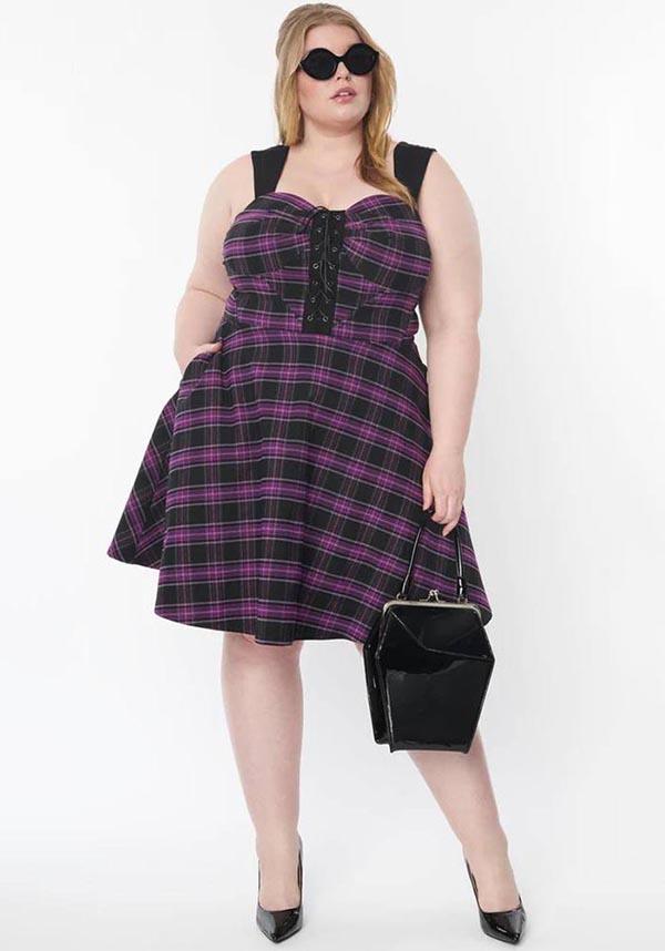 Purple Plaid | FLARE DRESS**