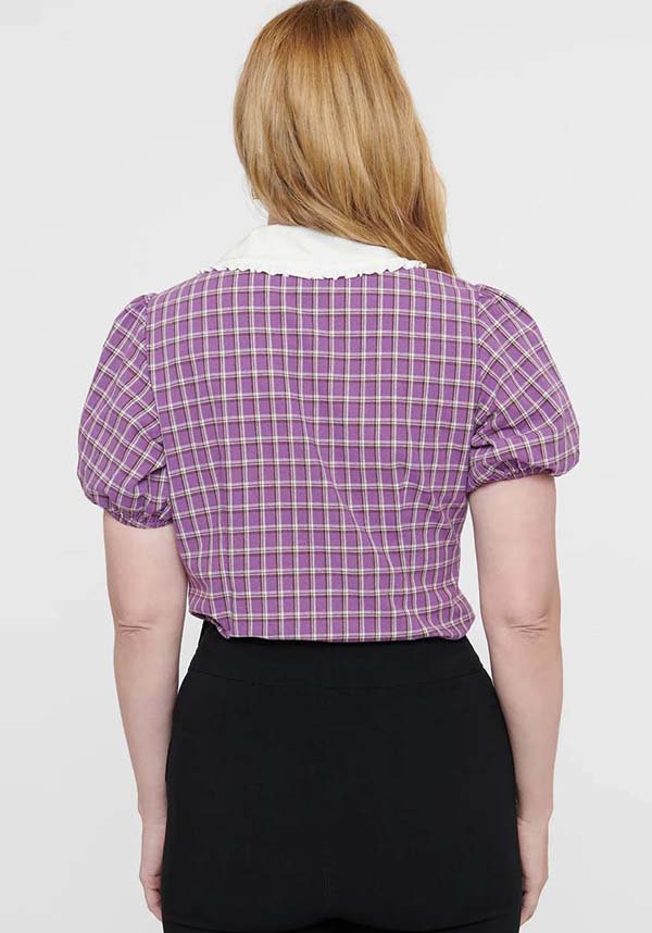 Purple Plaid Oversized | COLLAR TOP**