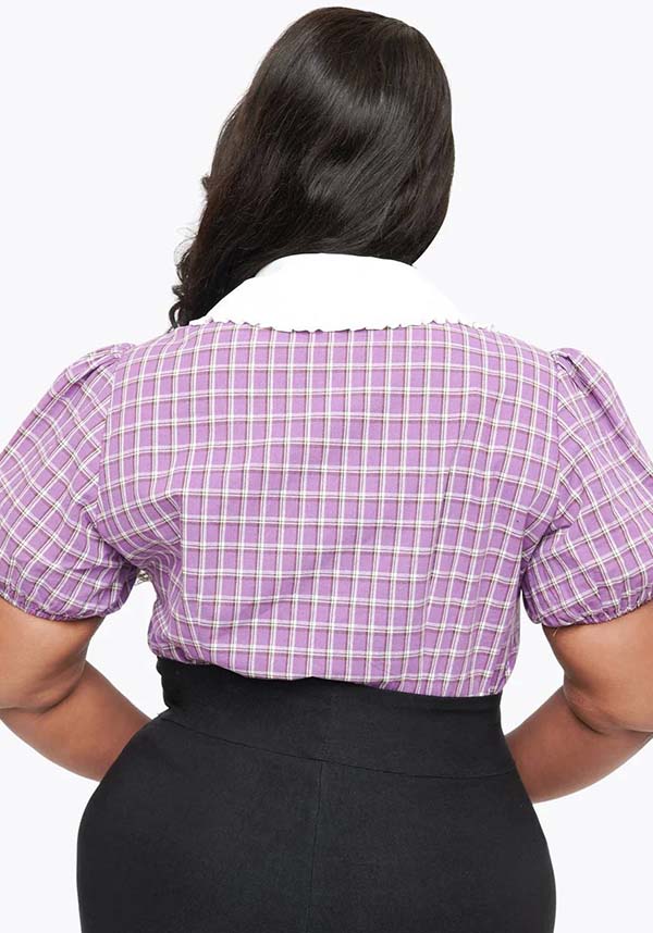 Purple Plaid Oversized | COLLAR TOP**