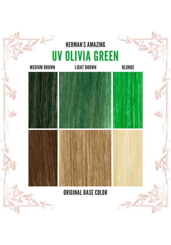 UV Olivia Green | HAIR COLOUR - Beserk - 420sale, all, bright green, clickfrenzy15-2023, cosmetics, discountapp, dye, fp, green, hair, hair colour, hair dye, hair dyes, hair green, hermans colour, hermans hair colour, labeluvreactive, labelvegan, lime green, neon, neon green, rainbow, uv, uvreactive, uvreactive1, vegan