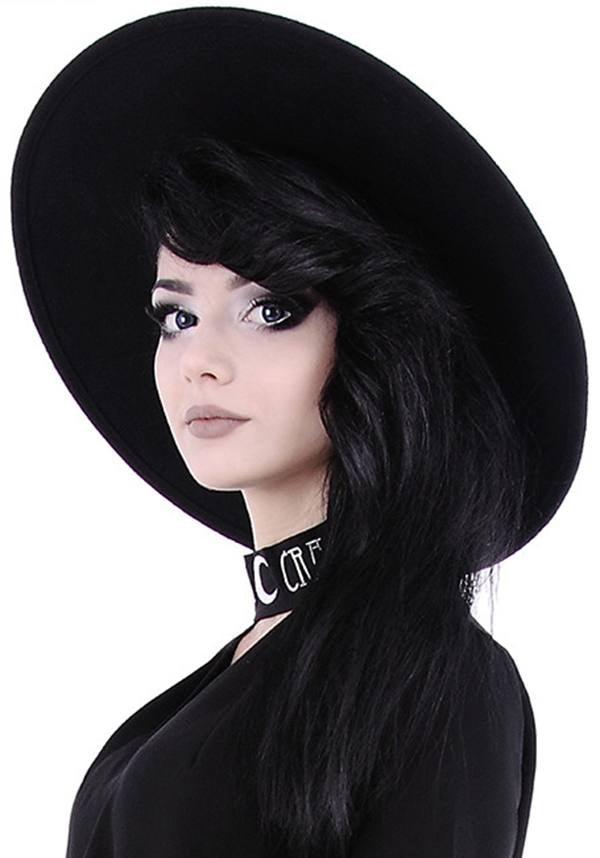 Witch Brimmed | HAT - Beserk - accessories, all, best seller, black, brim, clickfrenzy15-2023, discountapp, fp, goth, goth summer, gothic, grunge, hat, hats, hats and hair, ladies, monochrome, renaissance, restyle, summer, summer goth, summer hats