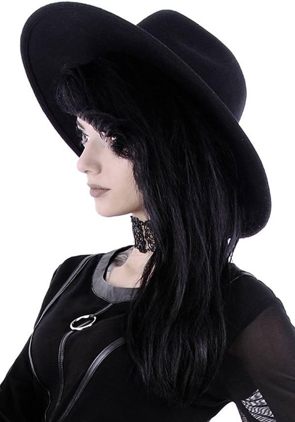Witch Brimmed | HAT - Beserk - accessories, all, best seller, black, brim, clickfrenzy15-2023, discountapp, fp, goth, goth summer, gothic, grunge, hat, hats, hats and hair, ladies, monochrome, renaissance, restyle, summer, summer goth, summer hats