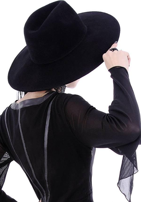 Witch Brimmed | HAT - Beserk - accessories, all, best seller, black, brim, clickfrenzy15-2023, discountapp, fp, goth, goth summer, gothic, grunge, hat, hats, hats and hair, ladies, monochrome, renaissance, restyle, summer, summer goth, summer hats